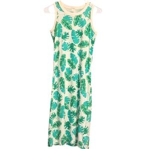 Crewcuts J.Crew Girls Tropical Palm Leaf Tank Dress Green Cream AY322 Size 14